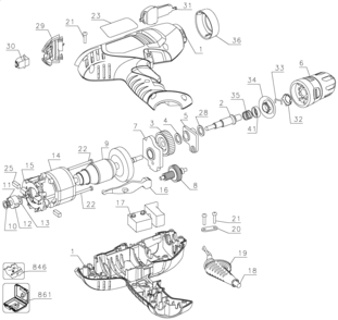 Page A Diagram and Parts List for DR220K 5 Black and Decker Boring Machine